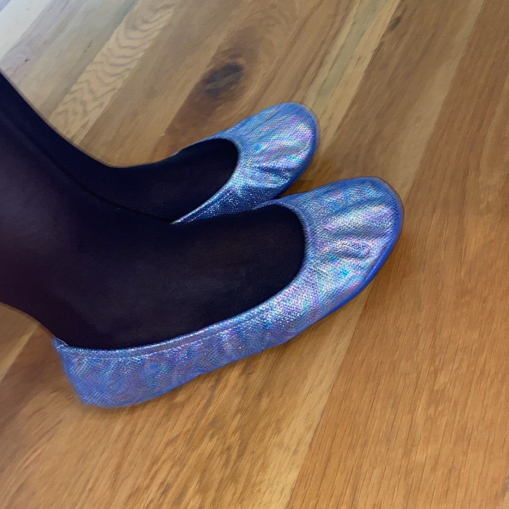 Brand New Leather Folding Ballet Flats Rainbow Shimmer Packable Shoes Like Tieks - Picture 13 of 15
